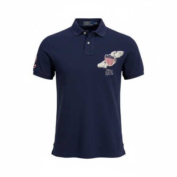 Polo Ralph Lauren Other - Polo Ralph Lauren Men's Navy Blue Custom Fit Polo Shirt Embroidered Wings Size M